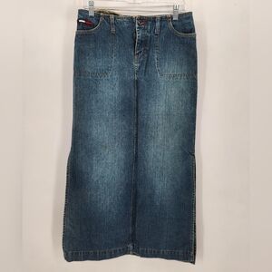 Vintage Y2k Tommy Hilfiger Long Denim Skirt Size 9 , 100%cotton